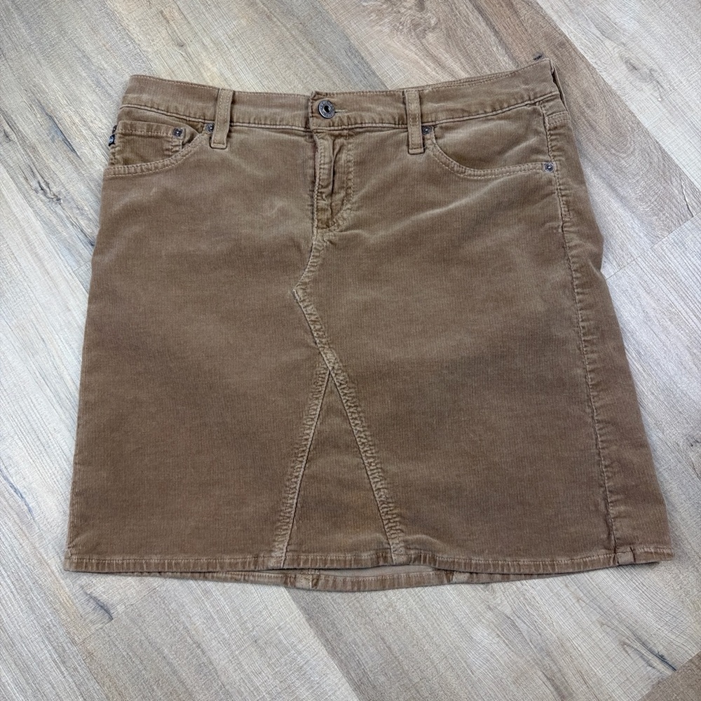 AG Adriano Goldschmied‎ Mid Box Corduroy Mini Skirt Brown Womens 32 Y2K